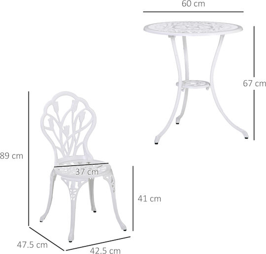 Outsunny Garden & Outdoor Furniture Sets Dining Room 3 Pieces White
