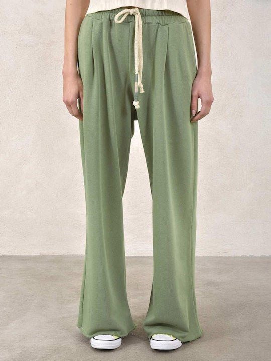 Heel Shop Γυναικείο Υφασμάτινο Παντελόνι με Λάστιχο Πράσινο