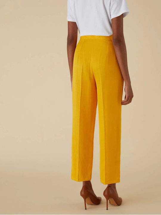 Emme Marella Women's Fabric Trousers Yellow