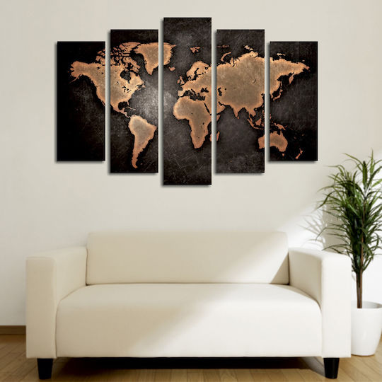 HomeMarkt Hartă De cinci ori Tablou pe Pânză 105x70cm