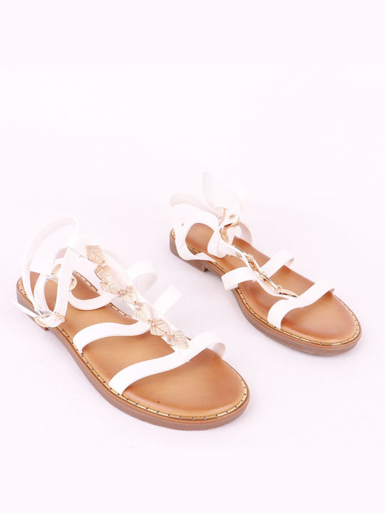 Diamantique Women's Flat Sandals in White Color