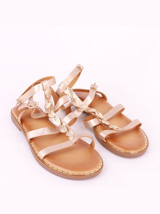 Diamantique Damen Flache Sandalen in Gold Farbe