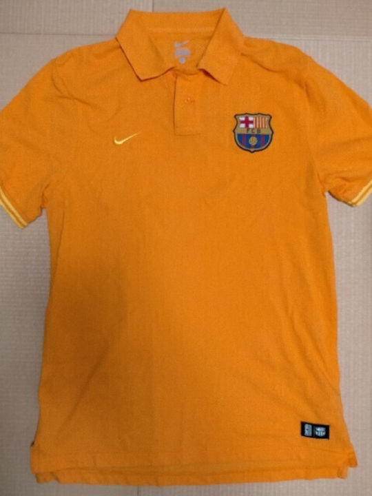 Nike FC Barcelona Authentic Ανδρική Μπλούζα Polo Κοντομάνικη Πορτοκαλί