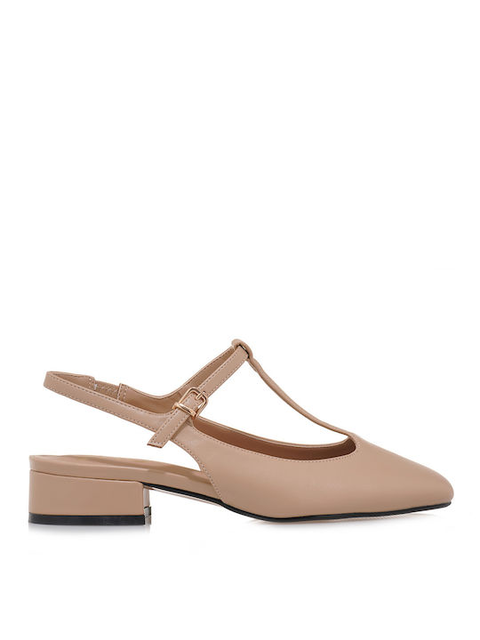 Exe Synthetic Leather Beige Low Heels