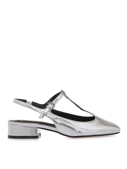 Exe Synthetic Leather Silver Low Heels