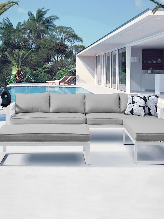 Woodwell Garten- und Outdoor-Möbelsets Wohnbereich 5 Stück Weiß mit Kissen