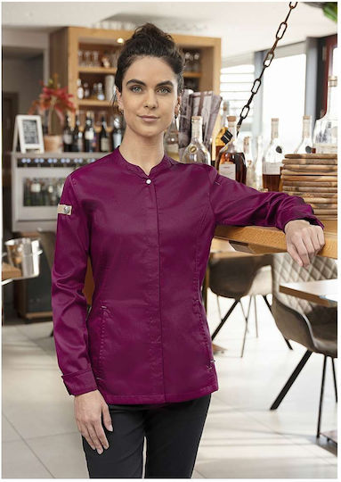 Karlowsky Haina Bucătar 100% Bumbac Femeie Burgundy cu Mânecă lungă