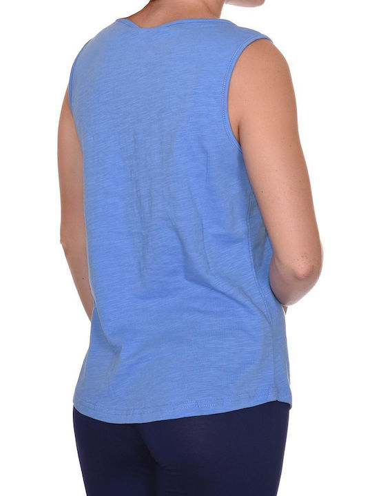 Heavy Tools Damen Sommer Bluse Ärmellos Hellblau