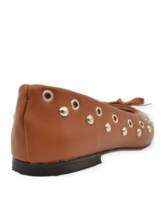 Synthetic Leather Ballerinas Tabac Brown