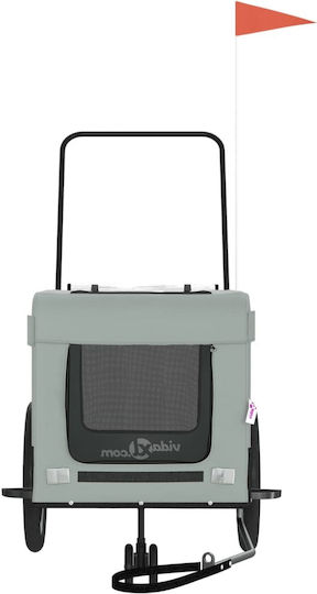 Vidaxl Bicycle Trailer for Pets Gray Black Oxford Fabric Iron