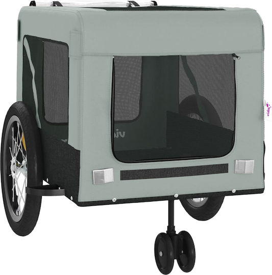 Vidaxl Bicycle Trailer for Pets Gray Black Oxford Fabric Iron
