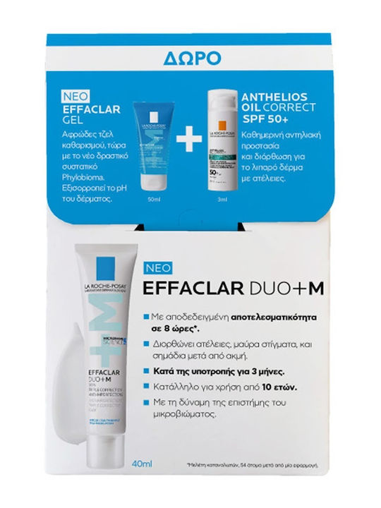 La Roche Posay Effaclar Duo+M Σετ Περιποίησης για Ενυδάτωση & Καθαρισμό Προσώπου 3τμχ