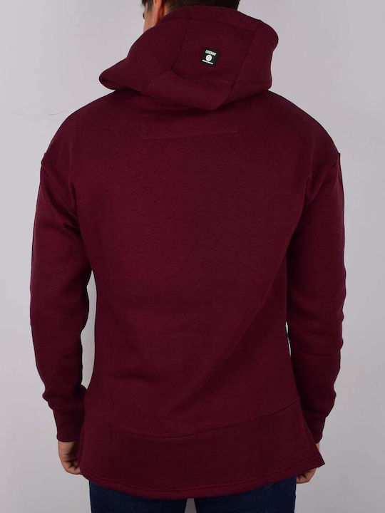 Tresor Men's Sweatshirt with Hood and Pockets Burgundy