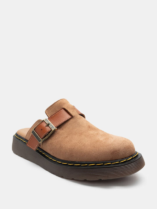 Luigi Flat Mules Brown