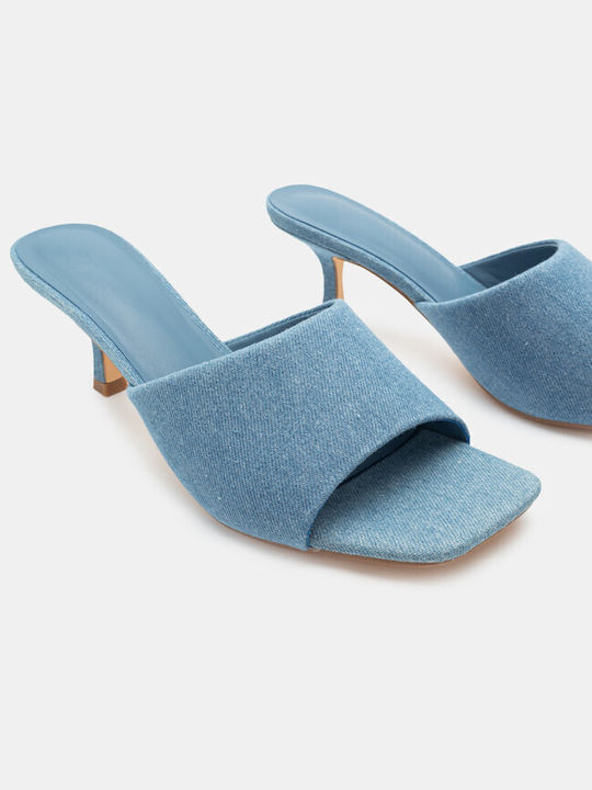 Luigi Thin Heel Mules Blue