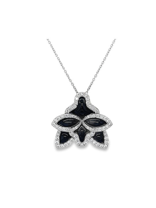 Xryseio Necklace from Silver Black with Zircon