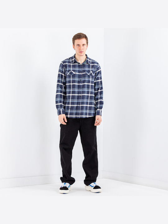 Long-sleeved Flannel Shirt Blue