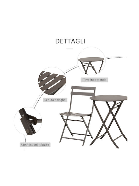 Set Cameră De Zi Pentru Spații Exterioare Mici 3 Piese Maro
