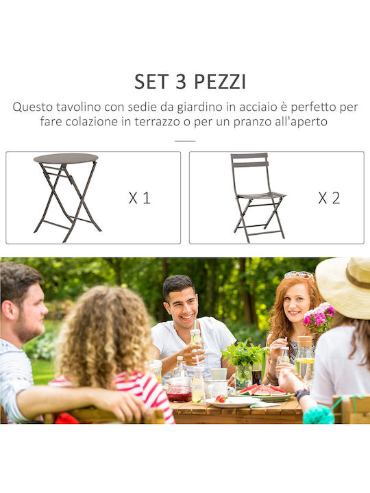 Set Cameră De Zi Pentru Spații Exterioare Mici 3 Piese Maro
