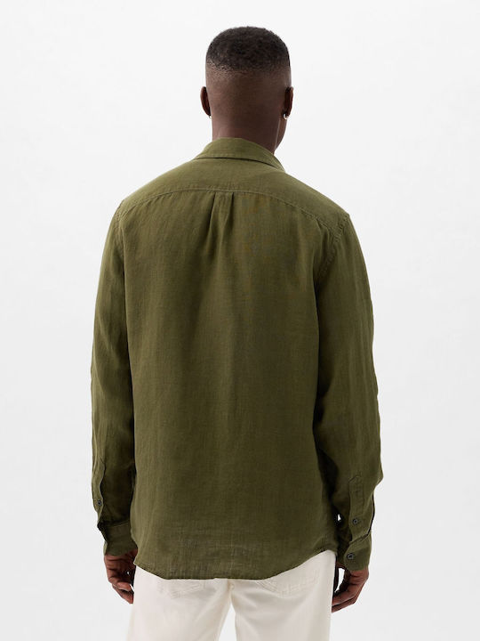 GAP Men's Shirt Long Sleeve Linen Camo Army Jacket Green