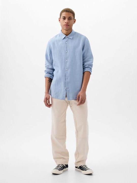 Long-sleeved Linen Shirt Distant Blue