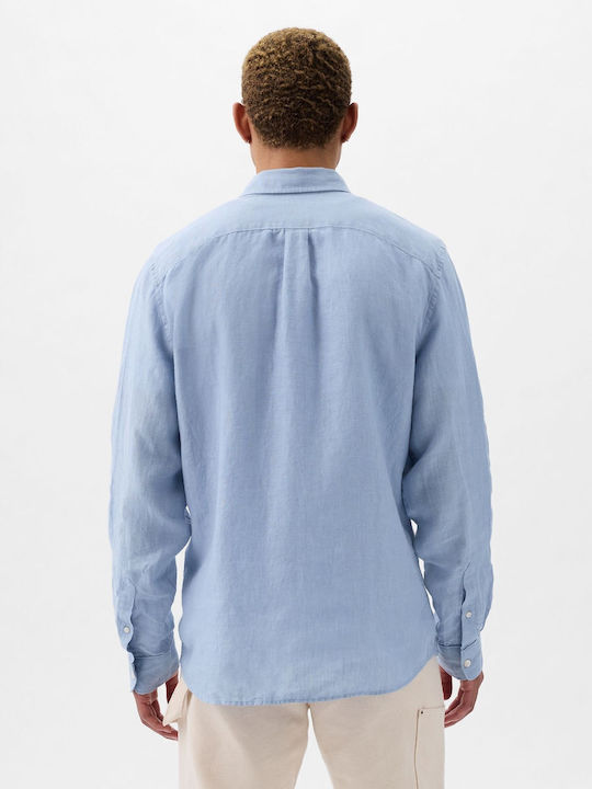 Long-sleeved Linen Shirt Distant Blue