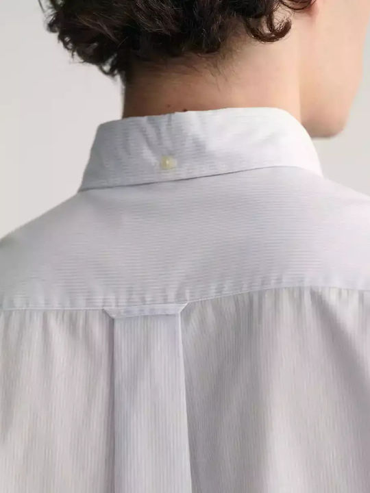 Long-sleeved Cotton Shirt Striped Blue