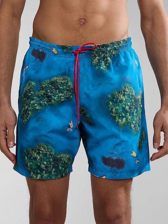 Napapijri Men's Swimwear Shorts Oceanblue with Patterns