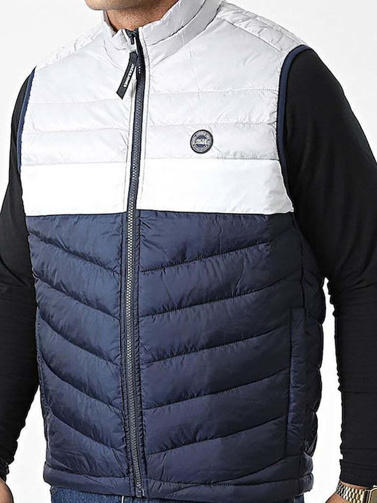 Jack & Jones Fără mâneci Geacă pentru bărbați Puffer Navy Blazer/Glacier