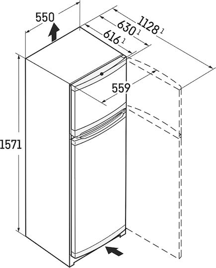 Liebherr Ψυγείο Δίπορτο 271lt Υ157.1xΠ55xΒ63εκ. Inox CTele 2931