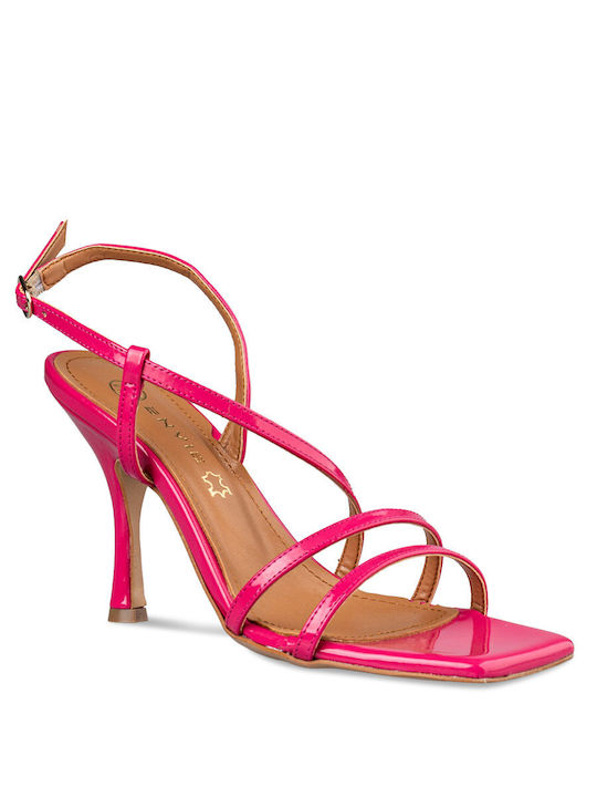 Envie Shoes Leather Women's Sandals Fuchsia