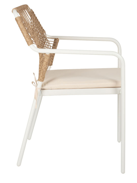 Outdoor Aluminum Chair Trotter White with Cushion 56x60x85cm