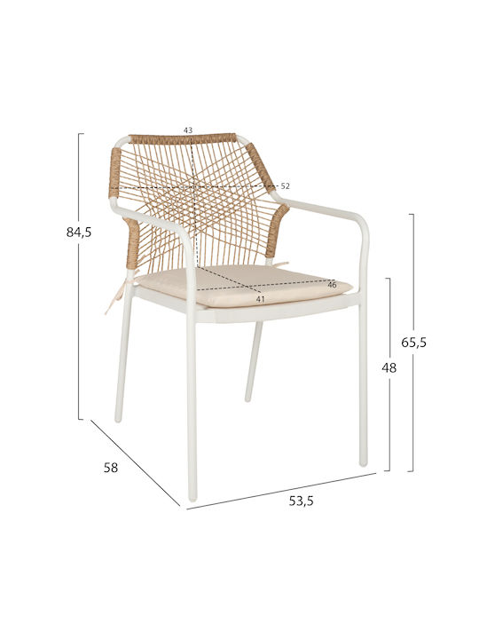 Outdoor Aluminum Chair Trotter White with Cushion 56x60x85cm