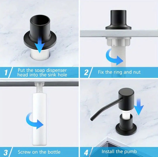 Încorporat Dispenser Bucătărie Plastic Negru 300ml
