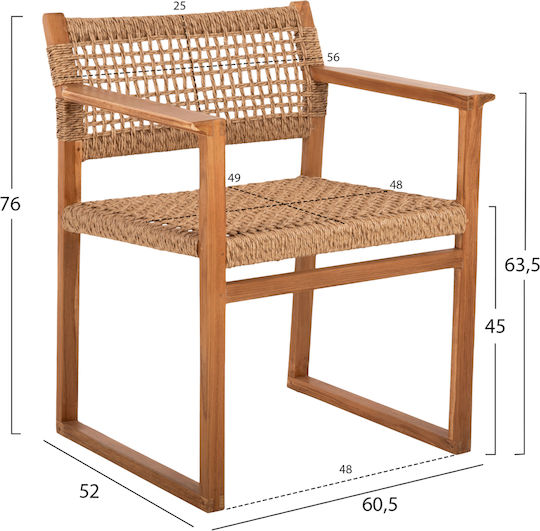Outdoor-Sessel Hölzernes Narley TEAK 61x53x76εκ.