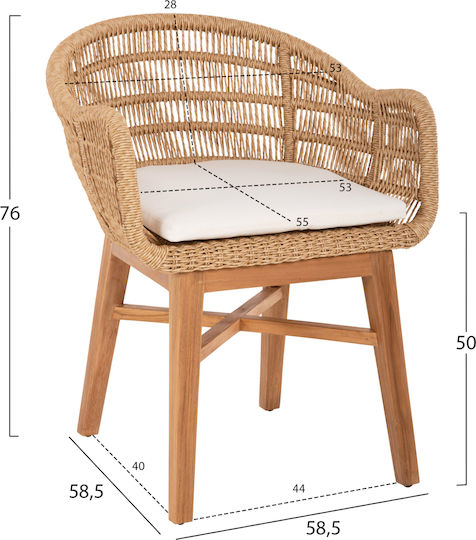 Gartenstühle Außenseite Holz Lamora Tasten mit Kissen 60x61x78cm