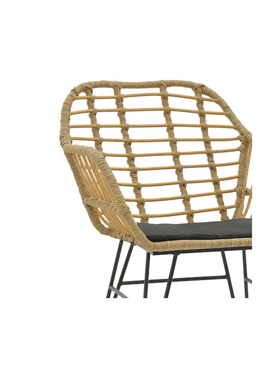 Outdoor-Sessel Rattan Bulan Braun mit Kissen 58x64x81εκ.