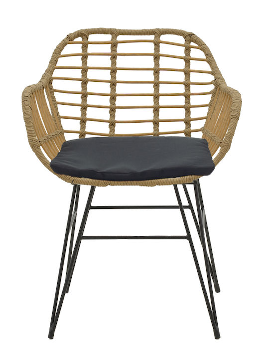 Outdoor-Sessel Rattan Bulan Braun mit Kissen 58x64x81εκ.