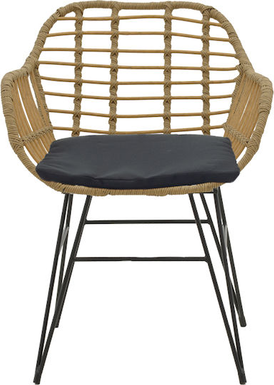 Outdoor Armchair Rattan Bulan Brown with Cushion 58x64x81cm