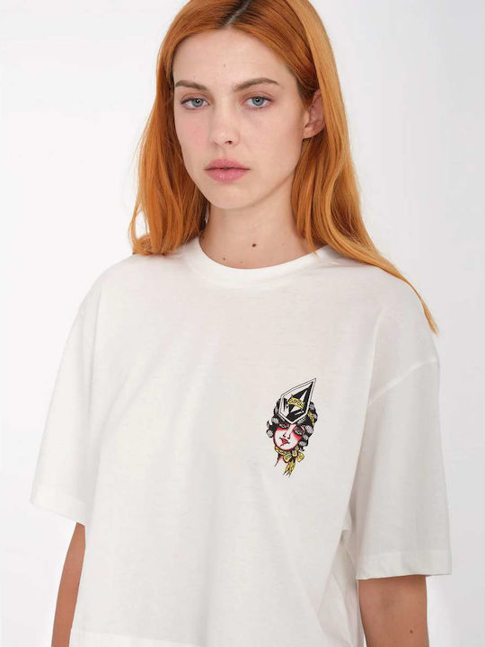 Drumstone Γυναικείο Oversized T-shirt Λευκό