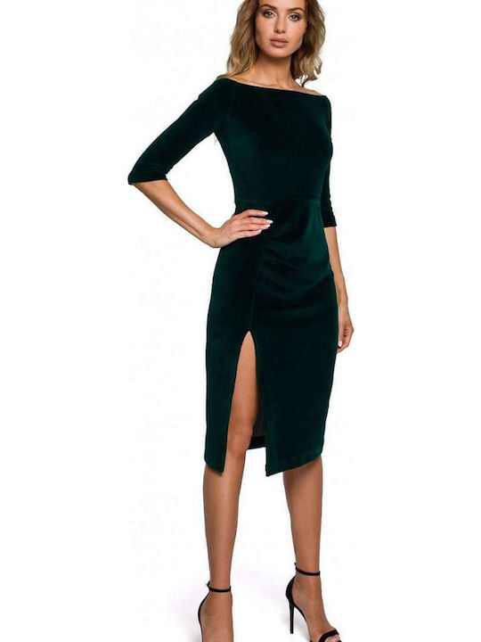 M559 Mini Abendkleid Samt mit Tränen Grün