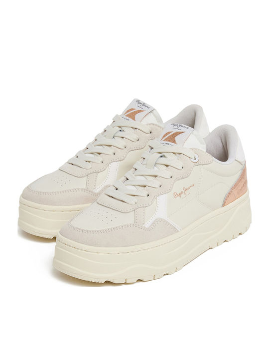 Pepe Jeans 'kore Flatforms Sneakers Oyster White