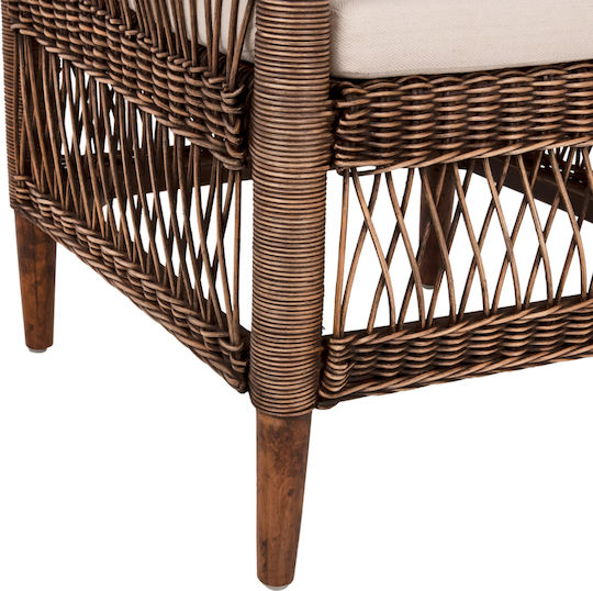 Outdoor-Sessel Rattan CAFE-BLUE mit Kissen 80x70x86εκ.
