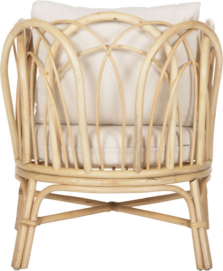 Outdoor-Sessel Rattan Estor Natural-White mit Kissen 78x75x92εκ.