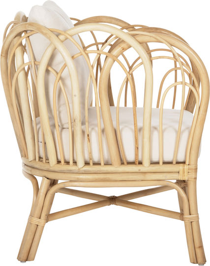 Outdoor-Sessel Rattan Estor Natural-White mit Kissen 78x75x92εκ.