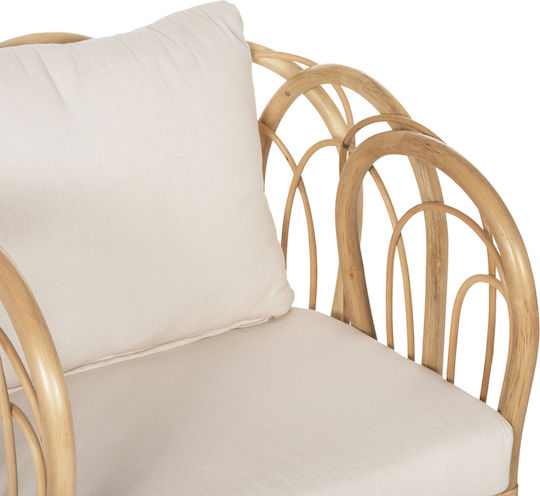 Outdoor-Sessel Rattan Estor Natural-White mit Kissen 78x75x92εκ.