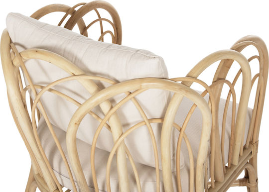 Outdoor-Sessel Rattan Estor Natural-White mit Kissen 78x75x92εκ.