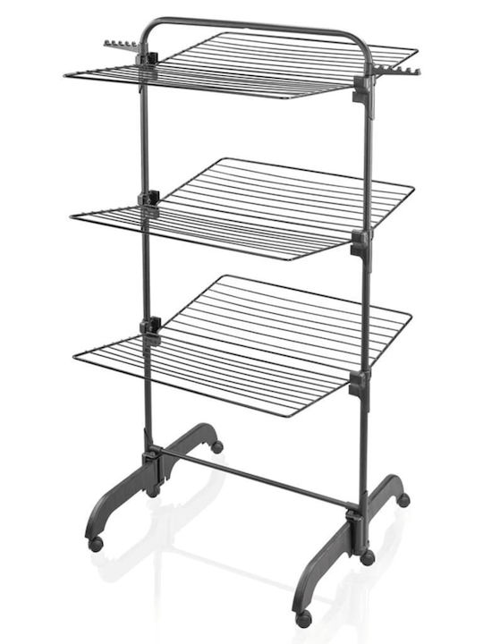 vidaXL Folding Floor Clothes Drying Rack Made of Metal with 42m Hanging Length