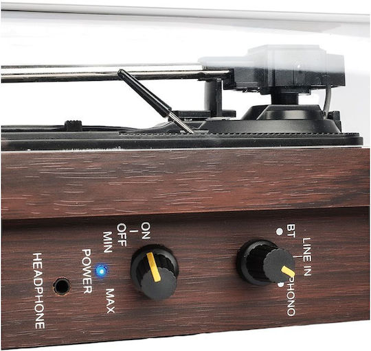 DNA TT1 Πικάπ με Belt Drive, Προενίσχυση και Ενσωματωμένα Ηχεία Καφέ