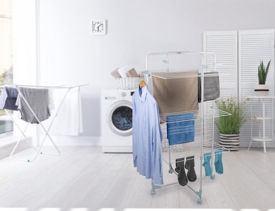 Lifetime Clean Klappbarer Boden-Kleiderständer Metallisch mit Rädern mit Aufhängelänge 30m